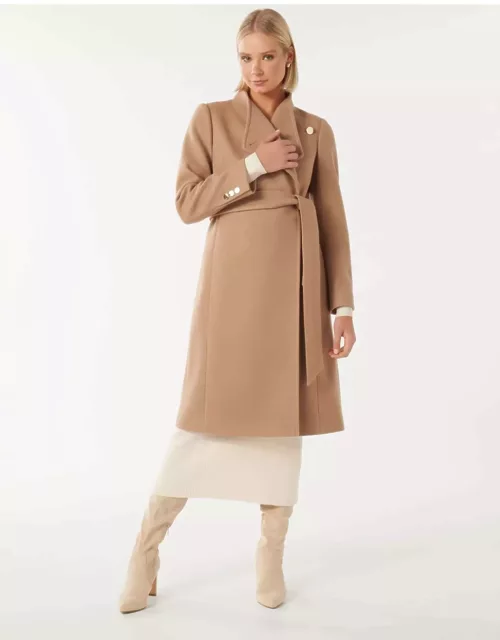 Forever New Women's Brodie Funnel Neck Coat in Came