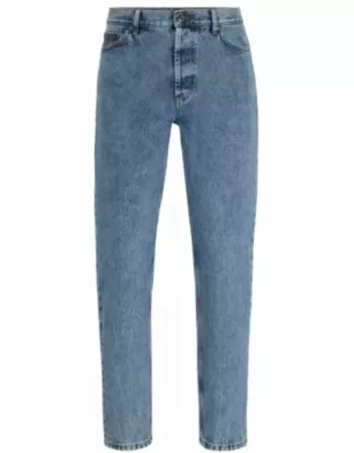 Tapered-fit jeans in blue rigid denim- Turquoise Men's Jean