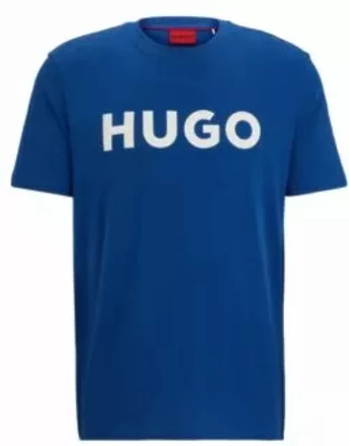 Cotton-jersey regular-fit T-shirt with logo print- Blue Men's T-Shirt