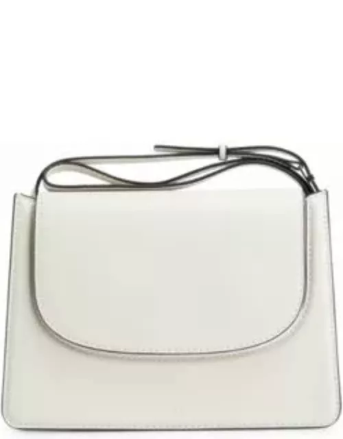 Leather crossbody bag with embossed logo- White Women's Handbag