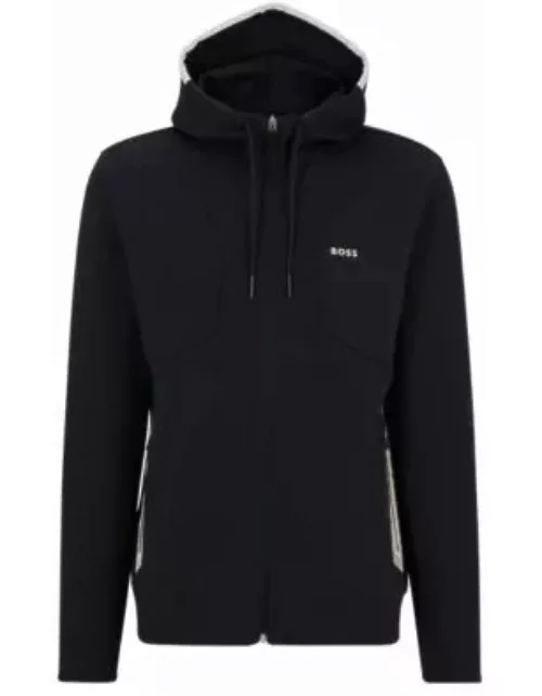 Cotton-blend zip-up hoodie with HD logo print- Dark Blue Men's Tracksuit