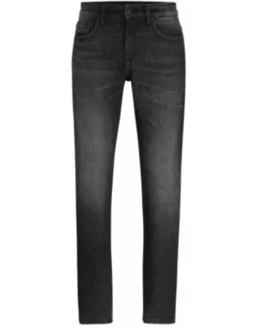 Slim-fit jeans in black comfort-stretch denim- Dark Grey Men's Jean