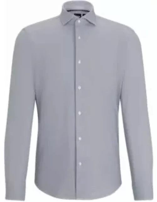 Regular-fit shirt in structured performance-stretch material- Grey Men's Shirt