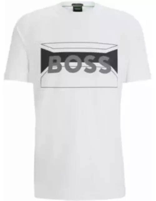 Cotton-blend regular-fit T-shirt with logo artwork- White Men's T-Shirt