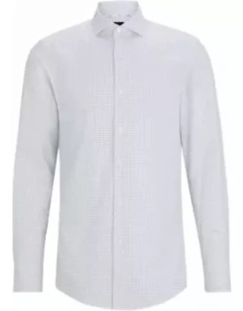 Slim-fit shirt in printed Oxford stretch cotton- White Men's Shirt