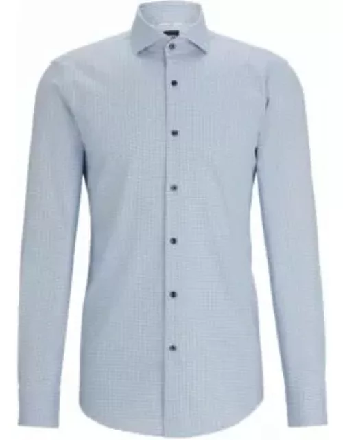 Slim-fit shirt in printed Oxford stretch cotton- Light Blue Men's Shirt