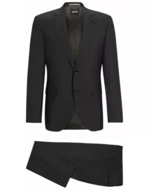 Regular-fit suit in micro-patterned wool- Grey Men's Business Suit