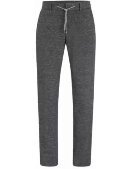 Slim-fit trousers in melange stretch jersey- Silver Men's Suit Separate