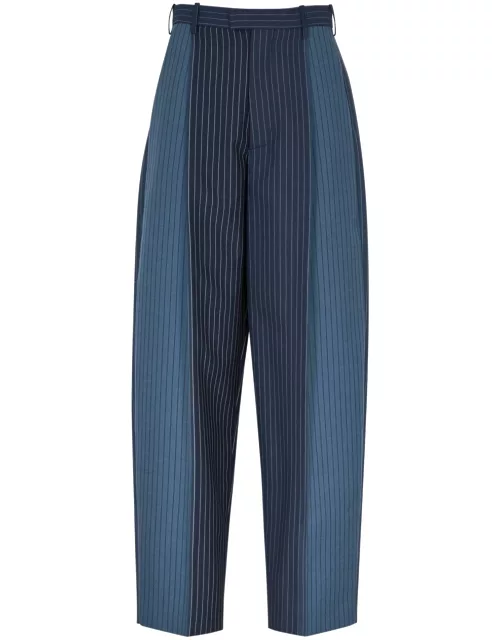 Marni Striped Barrel-leg Wool Trousers - Blue - 44 (UK12 / M)