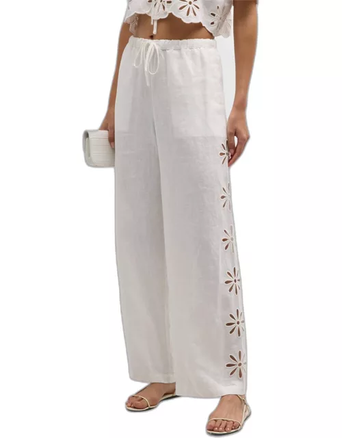 Emmie Floral Cutout Linen Pant