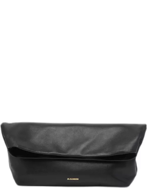 Fold-Over Leather Clutch Bag