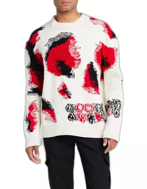 Men's Obscured Flower Intarsia Sweater