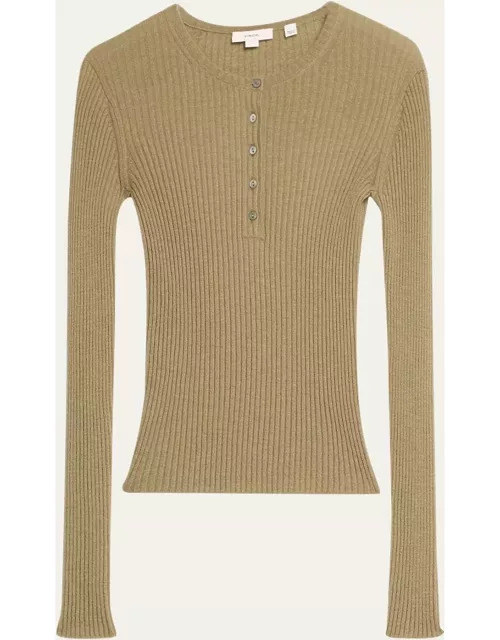 Cashmere and Silk Ribbed Henley Shirt
