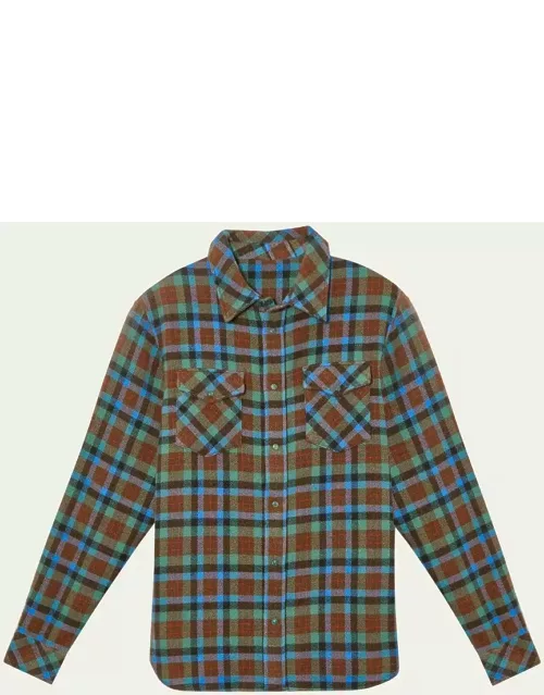 Men's Tartan Cashmere Emerald-Snap Shirt