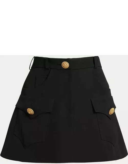 Trapeze Mini Skirt with Flap Pocket