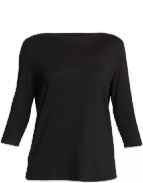 Soft Touch 3/4-Sleeve Boat-Neck Top