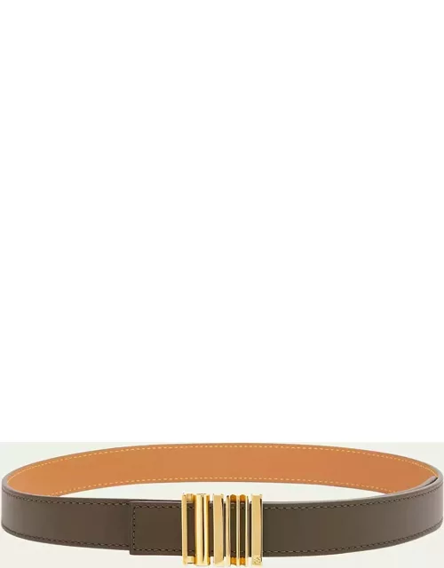 Graphic Buckle Leather Belt