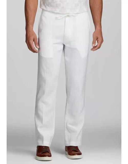 JoS. A. Bank Men's Tailored Fit Linen Drawstring Pants, White