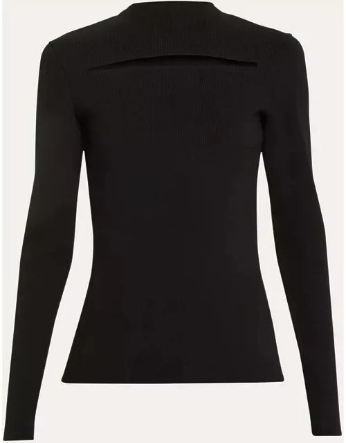 Long-Sleeve Cut-Out Knit Top