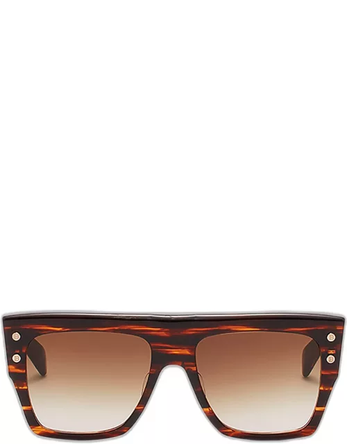 BI Flat-Top Acetate & Titanium Square Sunglasse