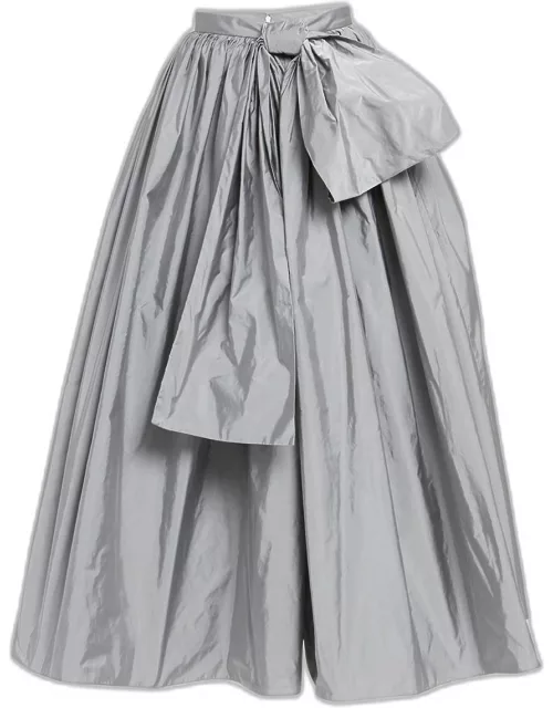 Ruched Midi Skirt with Bow Detai
