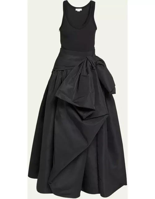 Ruched Full Skirt Gown with Bow Detai
