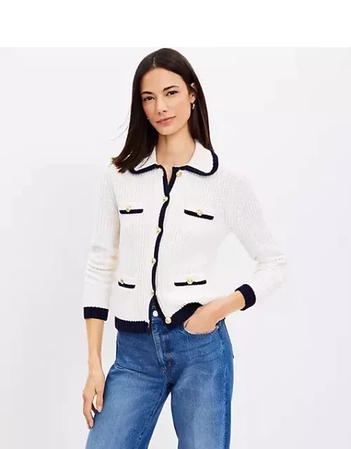 Loft Tipped Ribbed Sweater Jacket