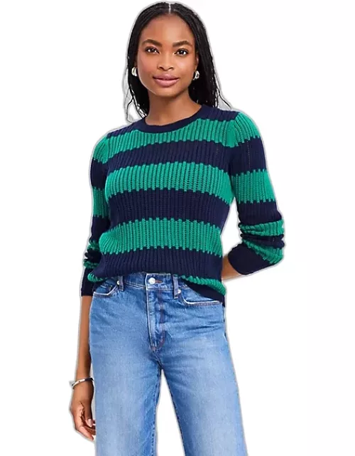 Loft Textured Stripe Open Stitch Sweater