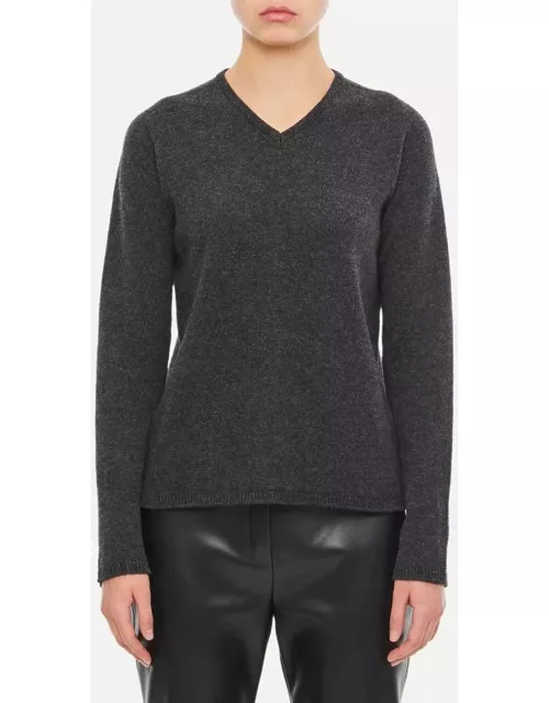 S Max Mara Quinto Wool V Neck Slim Sweater Grey
