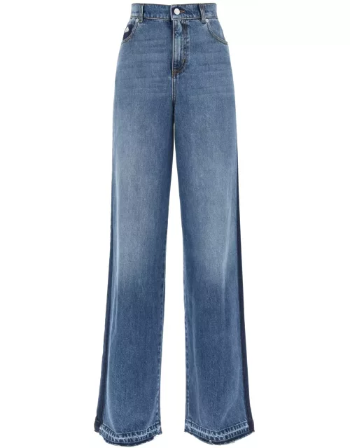 ALEXANDER MCQUEEN Wide leg jeans with contrasting detail