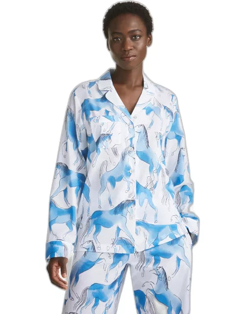 Derek Rose Women's Pyjamas Ledbury 67 Cotton Batiste Blue
