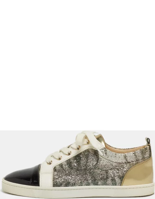 Christian Louboutin Multicolor Coarse Glitter and Leather Gondoliere Sneaker