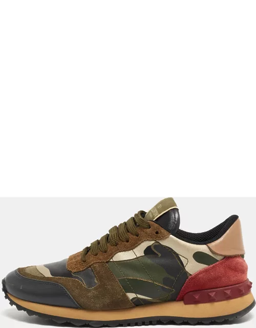 Valentino Multicolor Camouflage Print Canvas and Leather Rockrunner Sneaker
