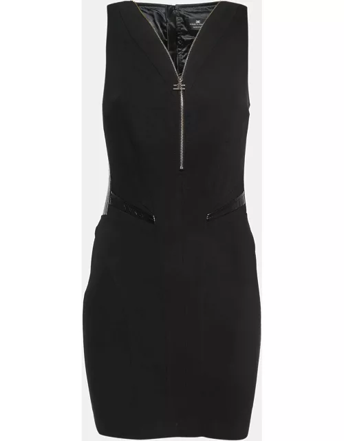 Elisabetta Franchi Black Crepe V-Neck Sleeveless Mini Dress