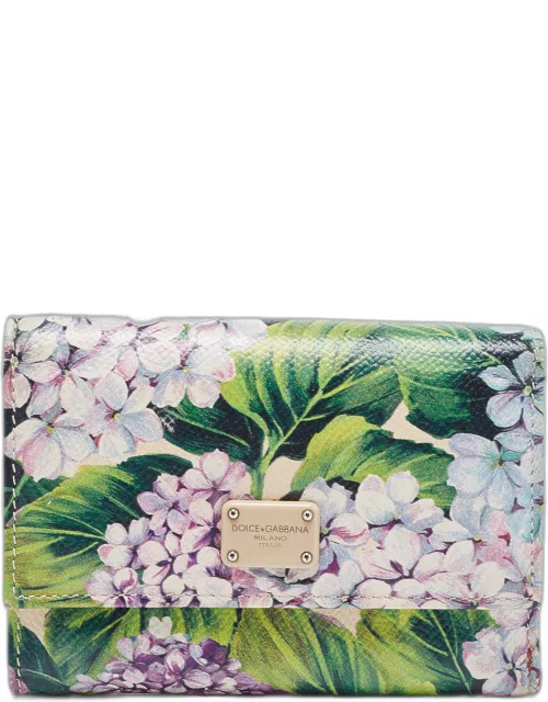 Dolce & Gabbana Multicolor Floral Print Leather Trifold Wallet
