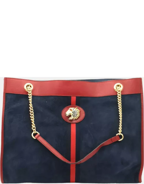 Gucci Navy/Red Suede Rajah Tote Bag