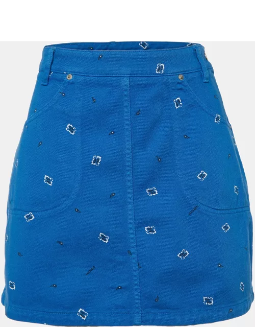 Kenzo Blue Printed Denim Mini Skirt