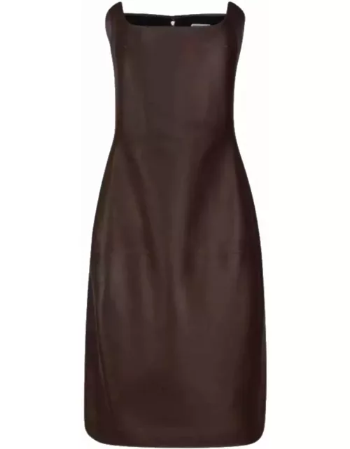 Leather Midi Bustier Dres