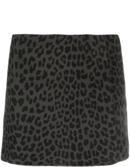 Leopard-print wool mini skirt