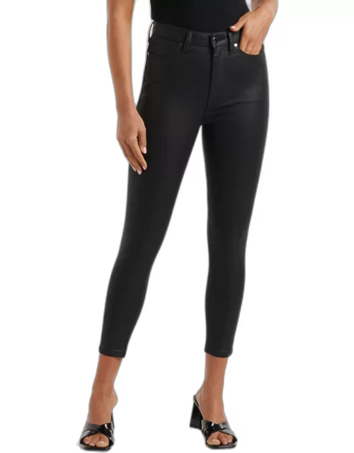 Forever New Women's Bella Cropped High-Rise Sculpting Jeans in Black Coated