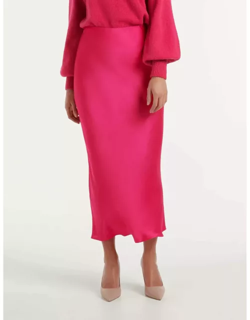 Forever New Women's Portia Bias Cut Midi Skirt in Bright Rose