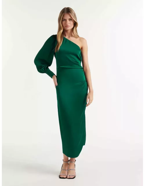 Forever New Women's Alaia Asymmetrical Long Sleeve Dress in Green