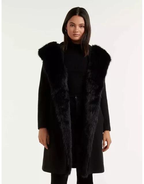 Forever New Women's Tilda Faux Fur Coat in Black