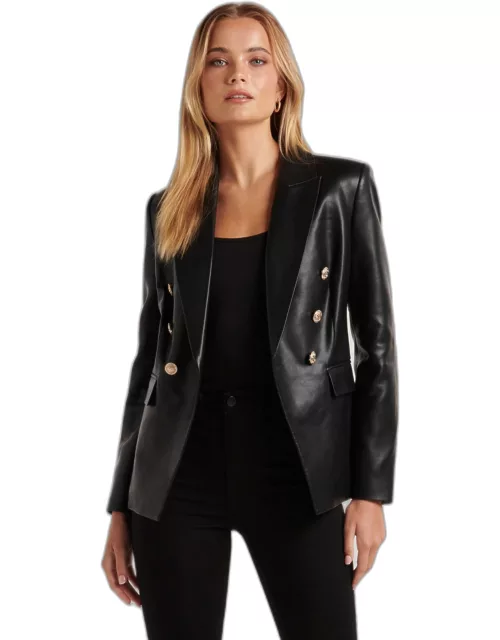Forever New Women's Tiana Vegan Leather Blazer Jacket in Black