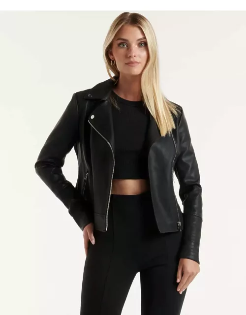 Forever New Women's Heidi Faux Leather Biker Jacket in Black