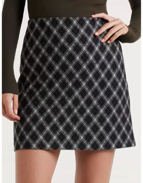 Forever New Women's Dana Diagonal-Check Mini Skirt in Black/White check
