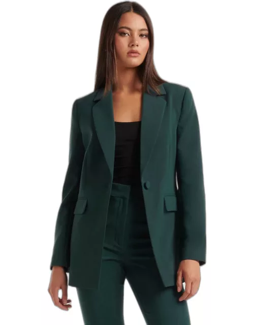 Forever New Women's Jessie Single Breasted Blazer Jacket in Dark Green Suit