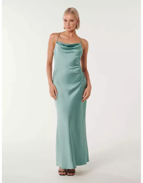 Forever New Women's Ruby Tie-Back Satin Maxi Dress in Smoke Blue