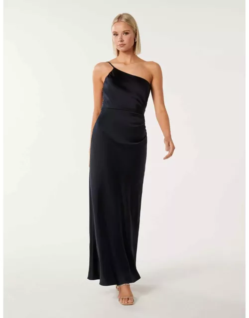 Forever New Women's Kelly One-Shoulder Satin Maxi Dress in Navy