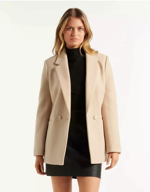 Forever New Women's Connie Double-Breasted Blazer Jacket in Camel Marle